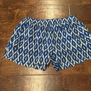 Blue and White Patterned Women's Shorts